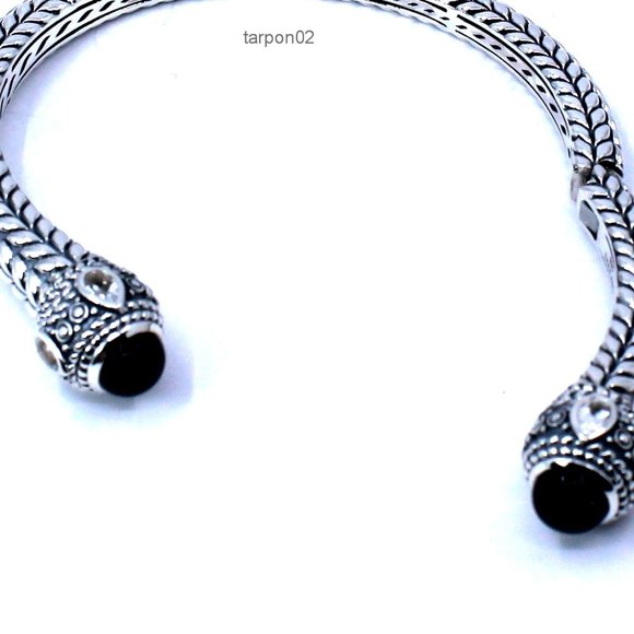 John Hardy JAI Onyx + White Topaz Deco Collection Sterling Silver Bracelet-AVG - Picture 4 of 12